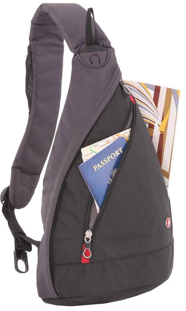 Рюкзак WENGER с одним плечевым ремнем,темно-cерый,полиэстер,19 х 12 х 33 см,8 л