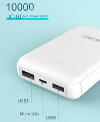 Аккумулятор WiWU JC-01 (10000 mAh, Dual USB) белый